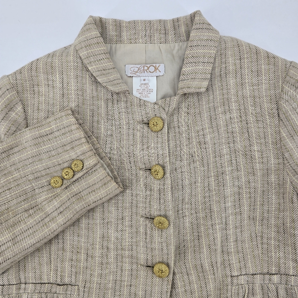 LaROK Women’s Beige Linen Cotton Blend Blazer Size M
